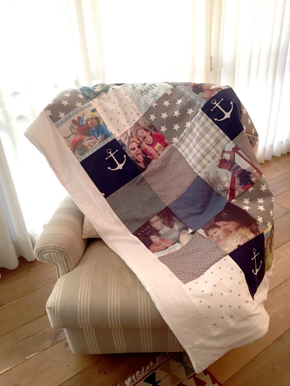 End of year gift.sharing memories. Photo Quilt, Custom Photo Gift, Nautical Blanket, Nautical Quilt,remember us,Kids Quilt.goodbye gift