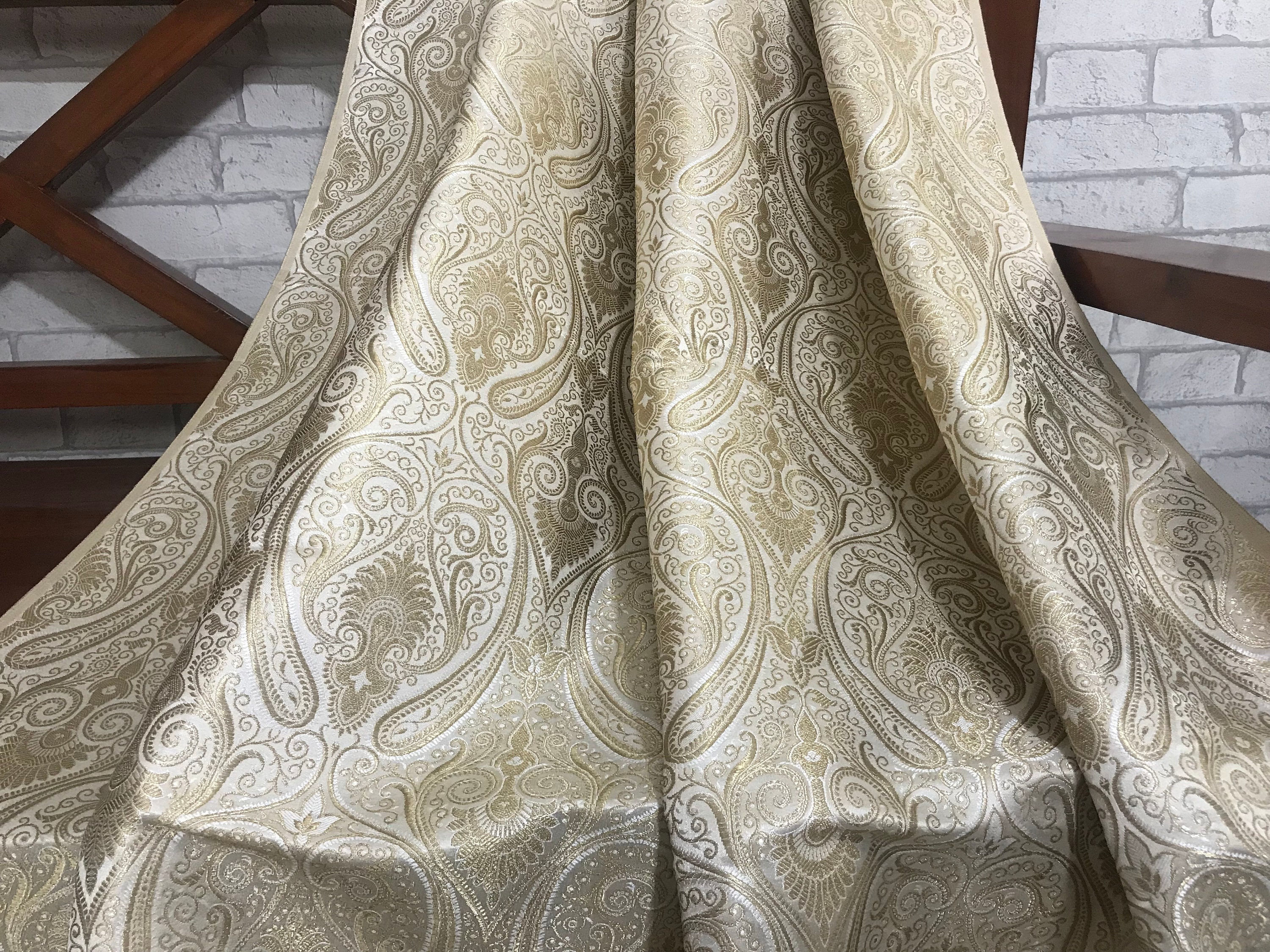 White brocade fabric lovelylalaf