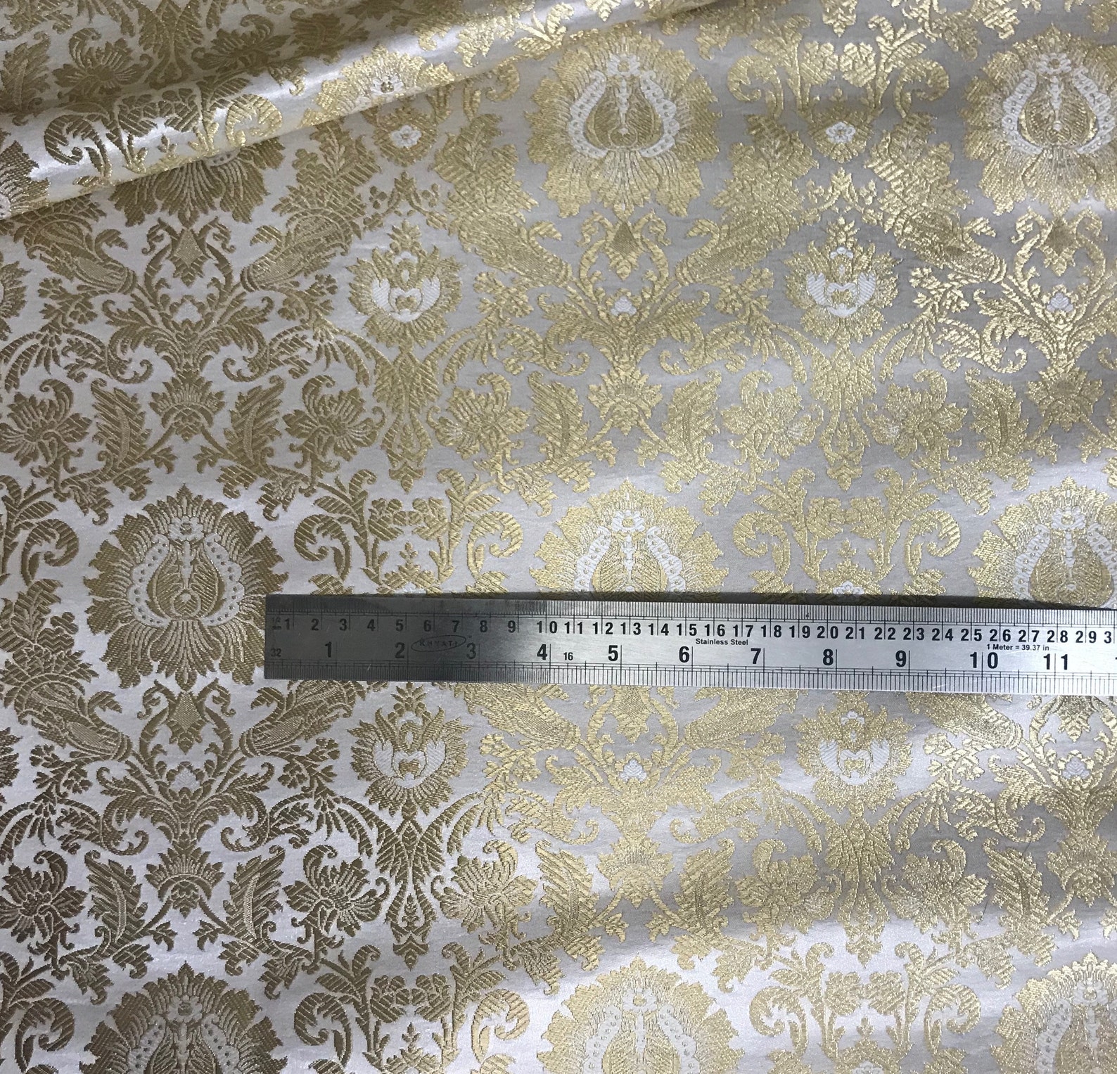 40% SALE Brocade Fabric White & Gold Brocade Indian Fabric | Etsy