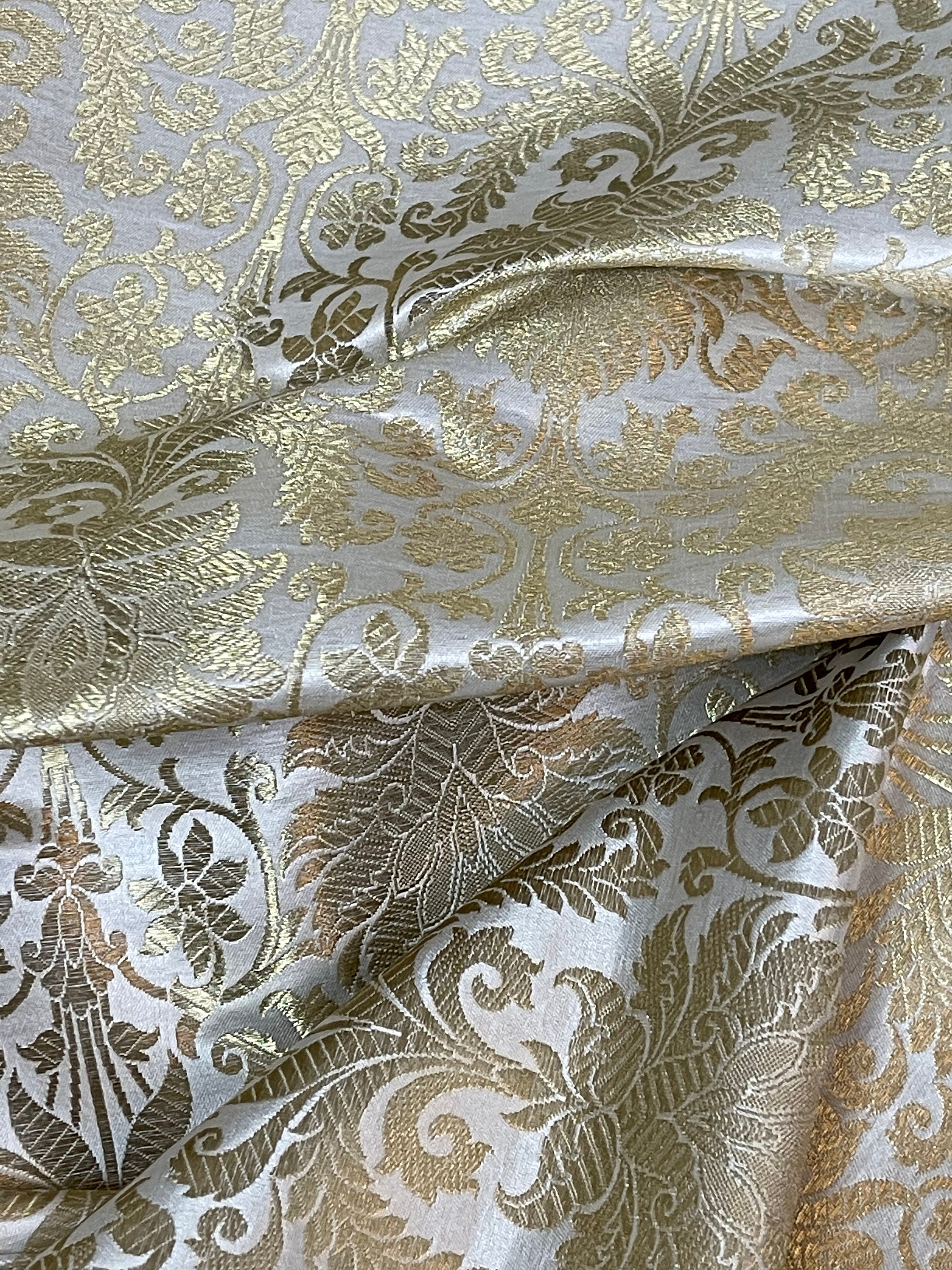40% OFF Brocade Fabric Off white and Gold Brocade Indian | Etsy