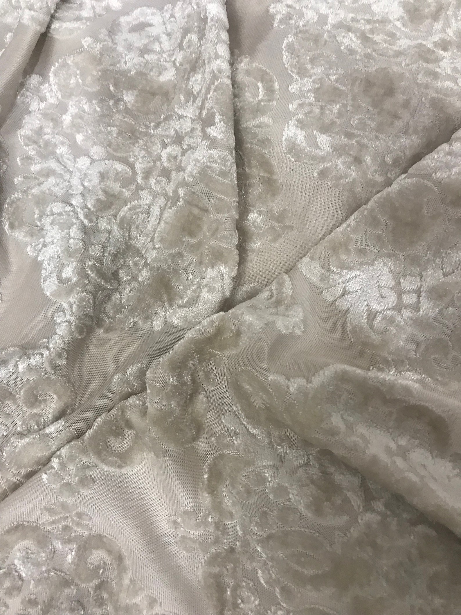 50 SALE Velvet Fabric Damask Pattern Ivory Dress Velvet Etsy