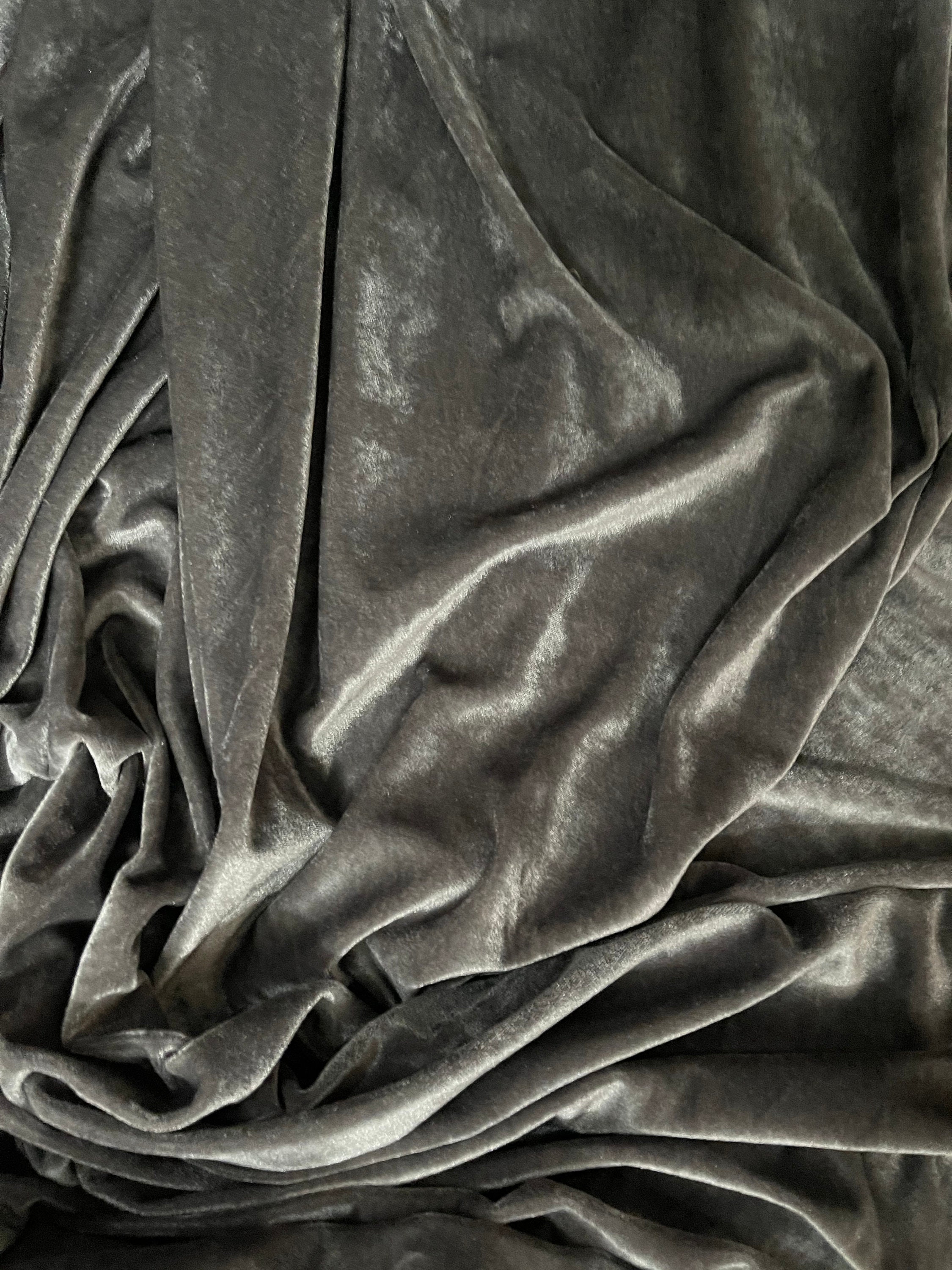 50 OFF Velvet Fabric Dark Grey Dress Stretchable velvet Etsy