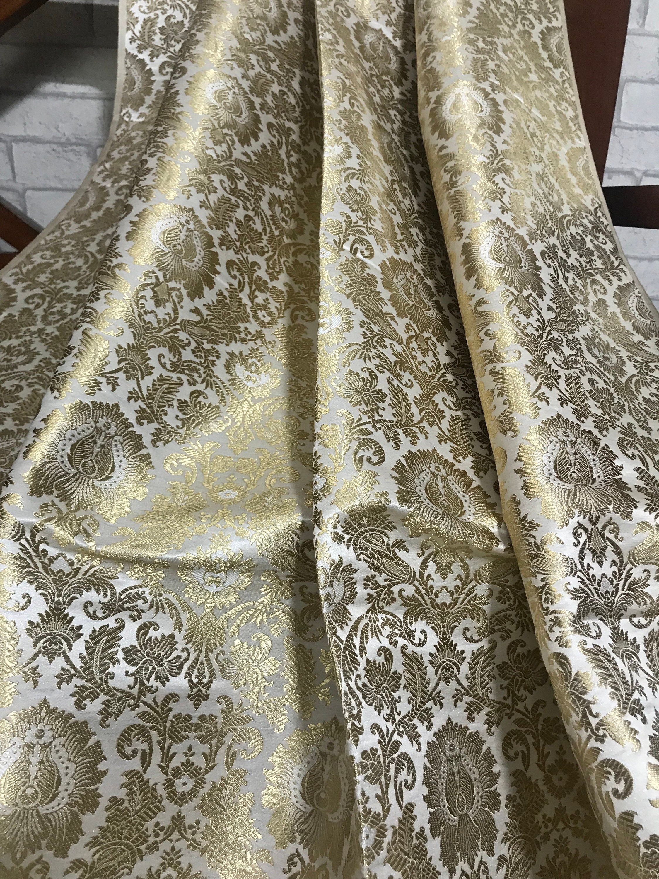 40% SALE Brocade FabricWhite & Gold Brocade Indian | Etsy