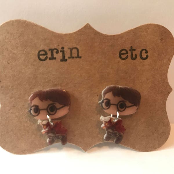 Handmade Plastic Fandom Earrings - Flying Harry Potter