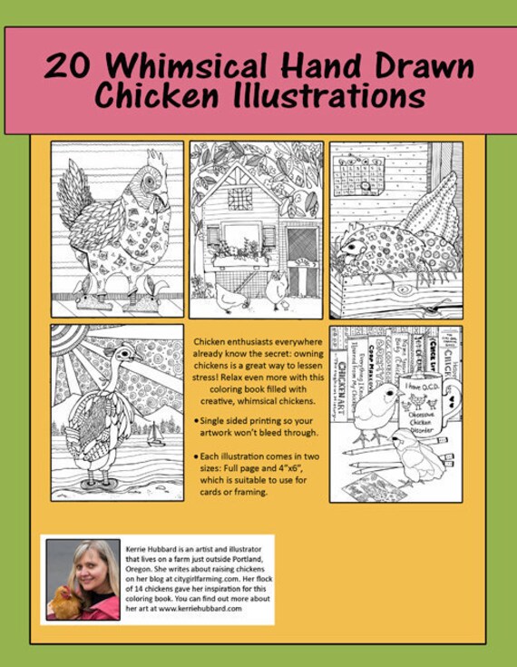 Download Chickens Coloring Book Adult Coloring Book Chicken Coloring Etsy