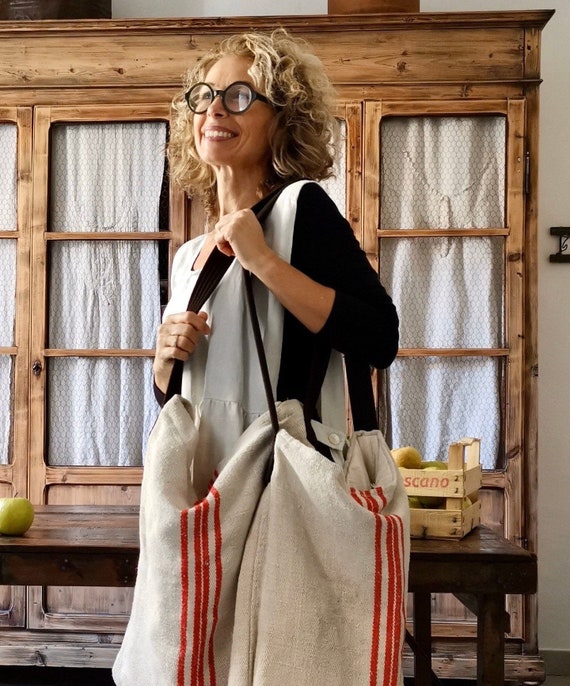 Borsa a tracolla borsa di stoffa antica sacchi di grano | Etsy Italia