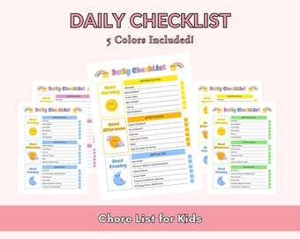 Chore Chart for Kids | Daily Checklist | Responsibilities Chart | Daily Chores | Printable Kids Chore List