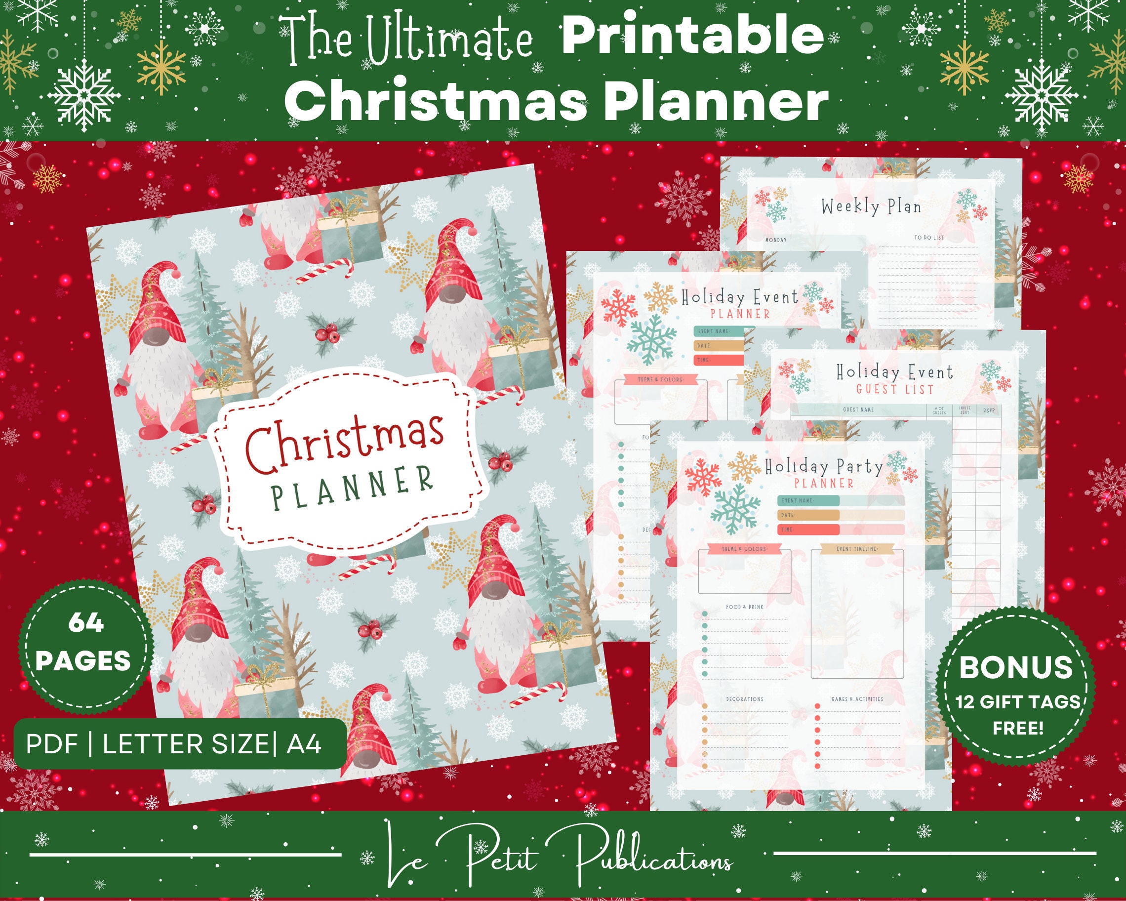 Gnome Planner Printable, Holiday Planner Bundle, Christmas Planner Kit ...