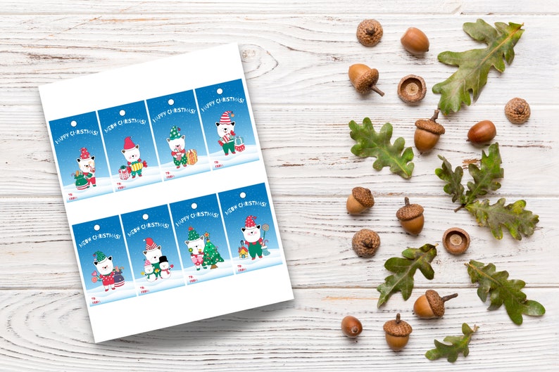 Printable Christmas Gift Tags Set of 8 Christmas Tags Christmas Cat ...