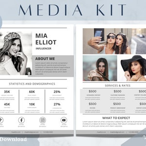 2 Page Media Kit Canva Template| Instagram Media Kit| Influencer Rate Sheet Template| Blogger Press Kit |  Tiktok Instagram Template