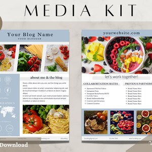 Modèle Canva de kit média de 2 pages | Kit média Instagram| Modèle de feuille de taux d'influence | Dossier de presse blogueur | Modèle Instagram Tiktok