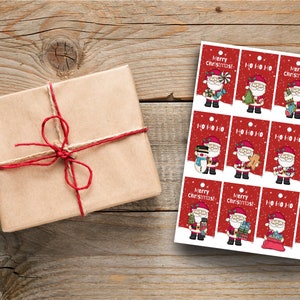 Druckbare Weihnachtsgeschenkanhänger Set von 12 | Santa Weihnachten Tags | Weihnachtsgeschenkanhänger | DIY Holiday Tags - Herunterladbare und druckfertige JPG