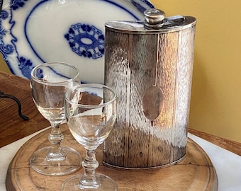 Monogrammed Antique Silverplate Flask