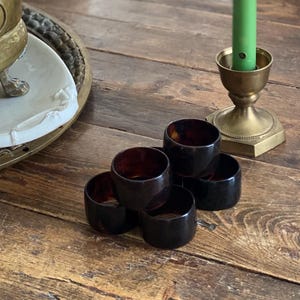 Set of 6 Vintage Tortoise Look Napkin Rings