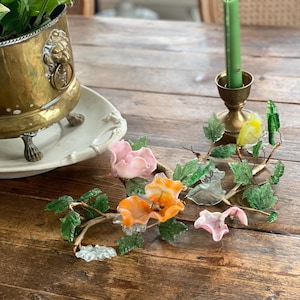 Spectacular Italian Glass Flowers and Leaves on Stem      *see description