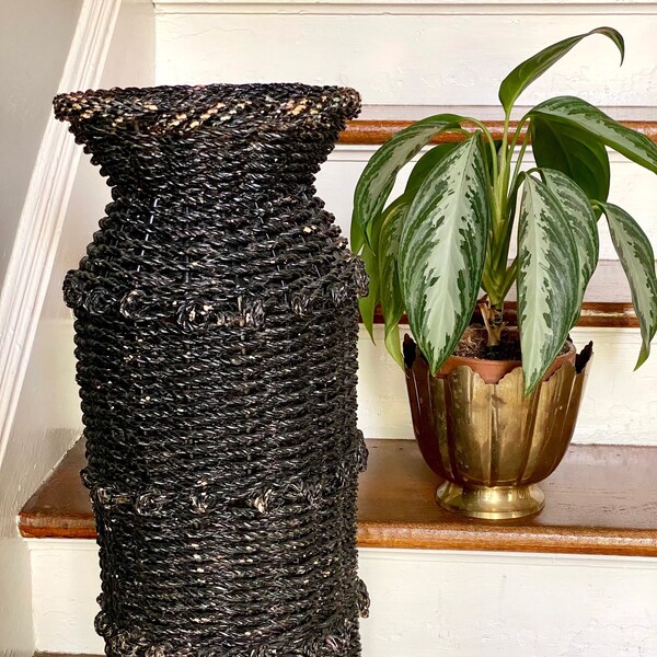 Tall Black Rattan Basket Umbrella Stand or Add Some Dried Elements Instead!