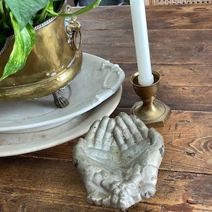 Antique Cast Iron Open Hands Dish   Such a Statement
