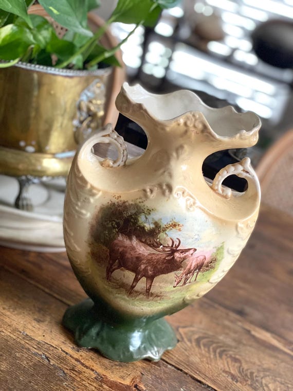 Antique Vase With Stag Ralph Lauren Vibes! - Etsy