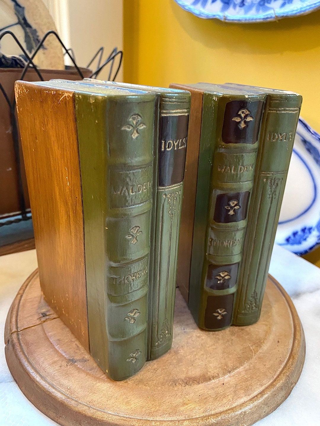 Gorgeous Set Mid Century Chalkware Library Bookends Books With - Etsy