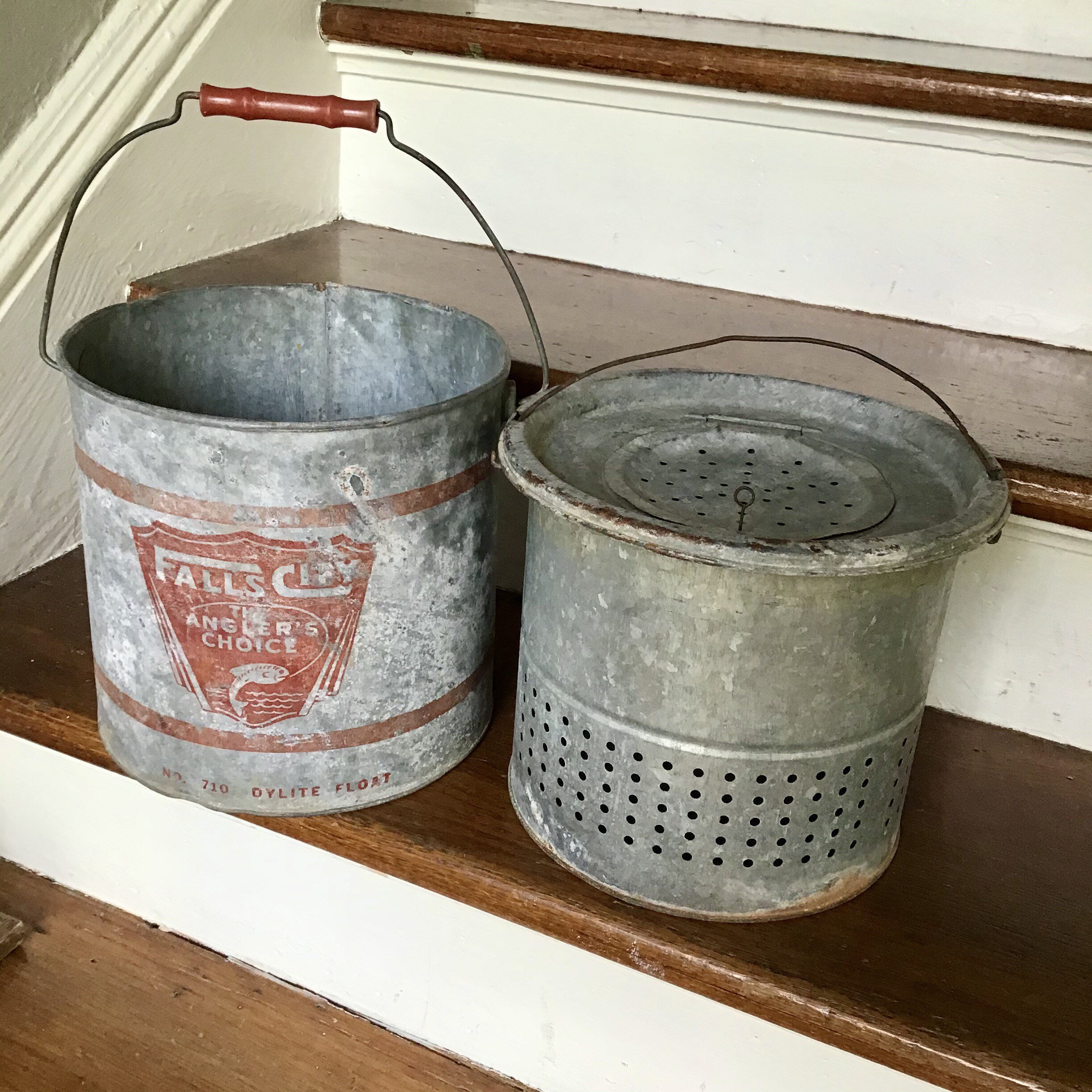 Red Zinc Minnow Bucket With Basket Liner Etsy