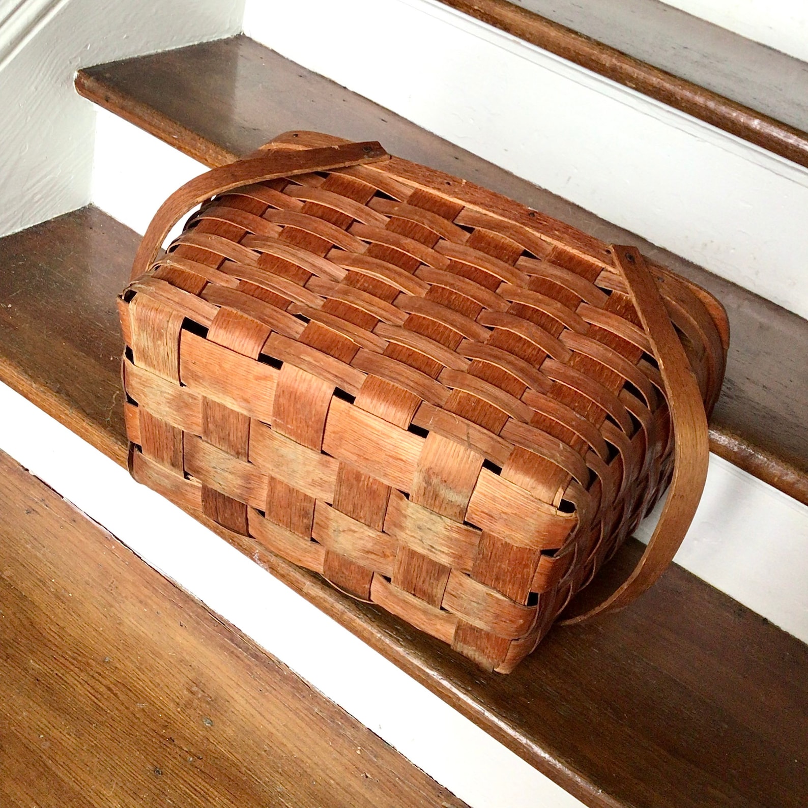 Woven Wood Picnic Basket Great for Pretty Kitchen Storage as Etsy