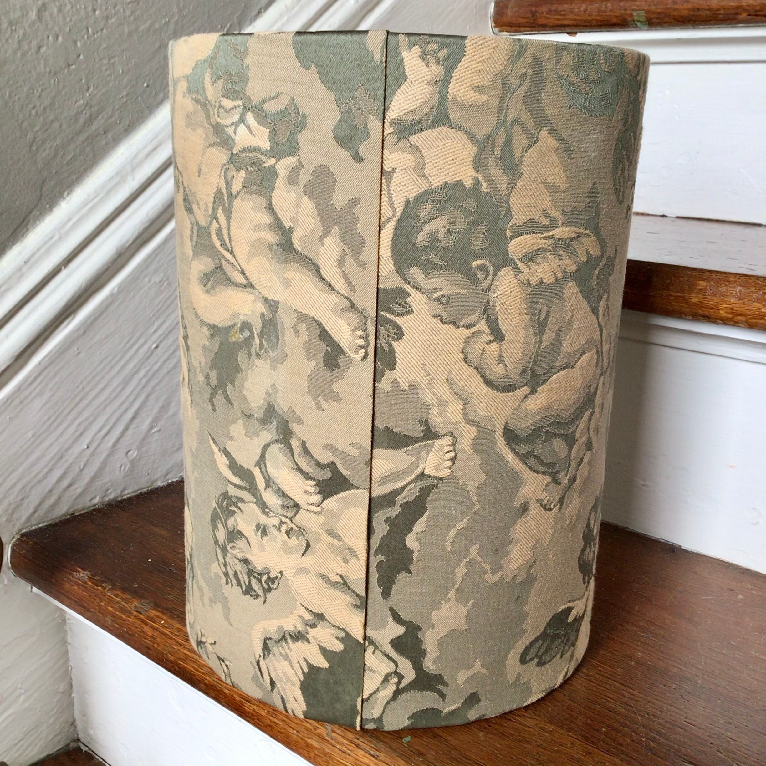 Black & Ivory Toile Cherub Wastebasket Etsy
