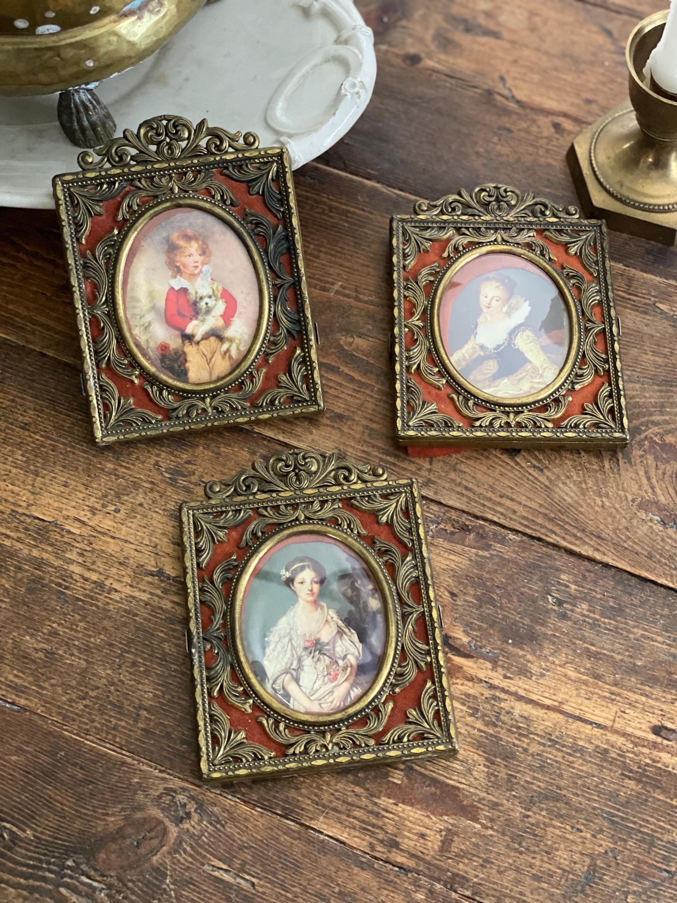 肖像画プリント入りの豪華なイタリア製真鍮フォトフレーム（トリオ