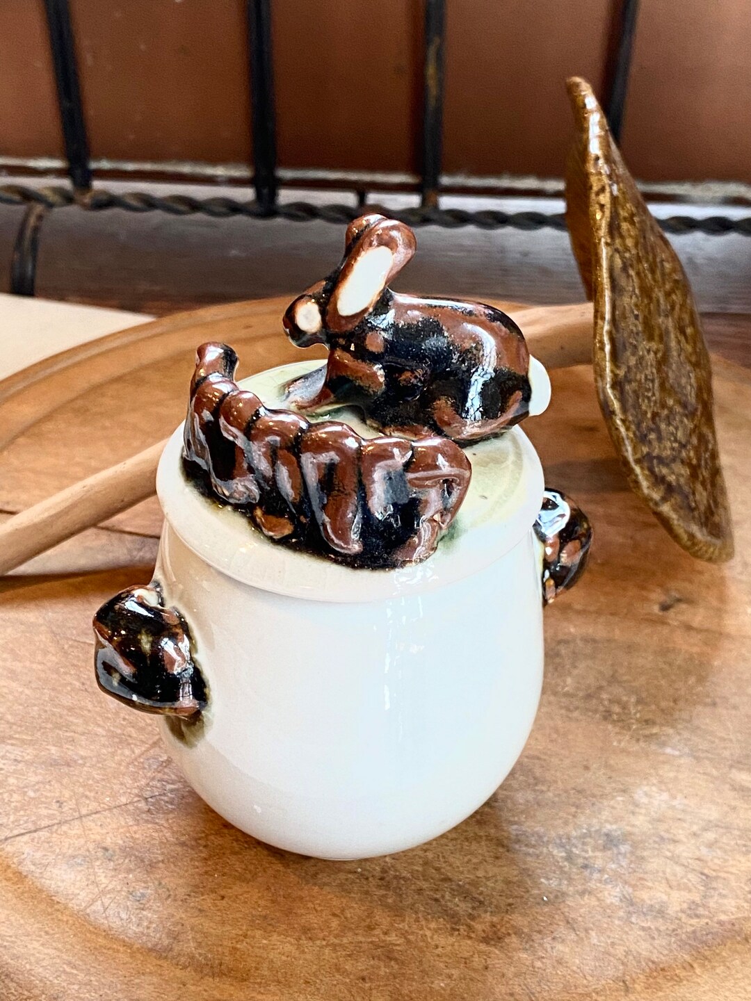 Gorgeous Antique English Pottery Crock With A Sweet Bunny Rabbit - Etsy