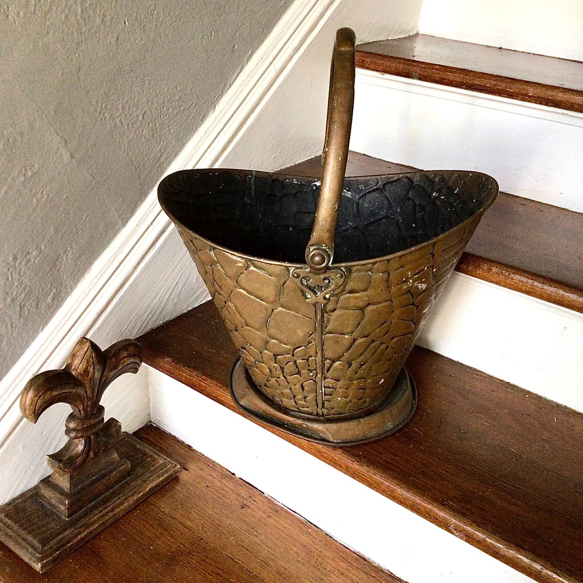 RARE Antique Brass Coal Bucket From England Etsy