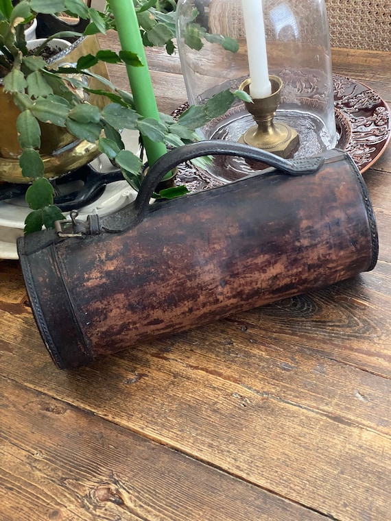 Beautiful Large Antique Leather Tote with Handle  