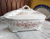 PREMIER MEAKIN Hanley Brown Transferware Covered Serving Dish England