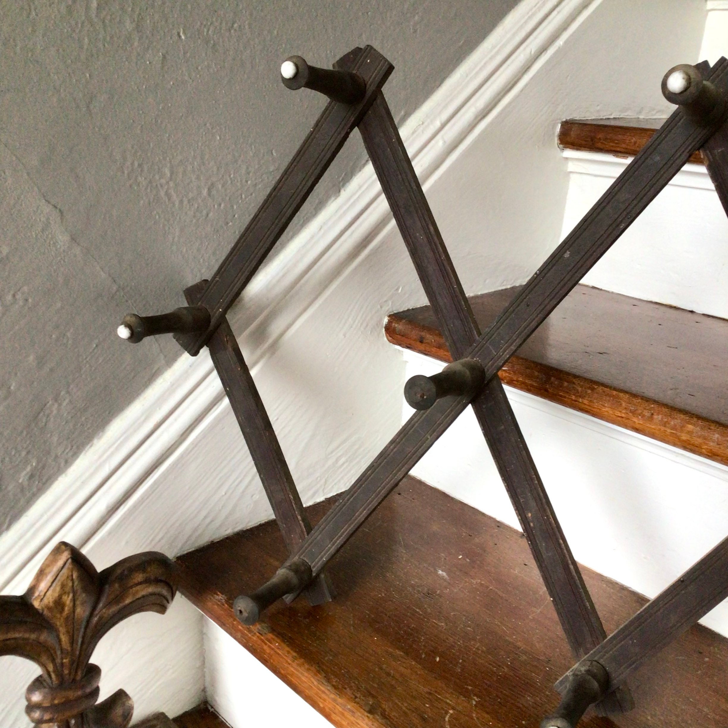 Antique Victorian Accordion Hat Rack With Porcelain Accents Etsy