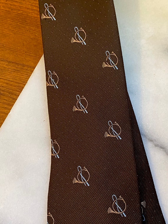Classic Brown & Blue French Horn Tie      Such be… - image 3