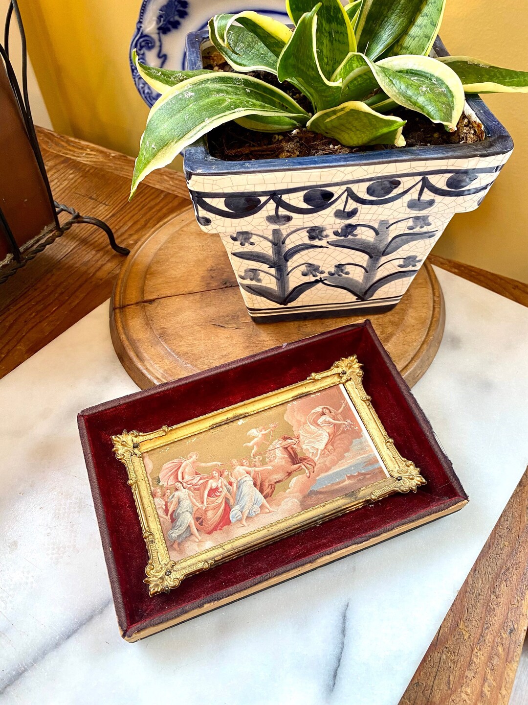 Velvet Antique Framed Art Burgundy & Gold Etsy