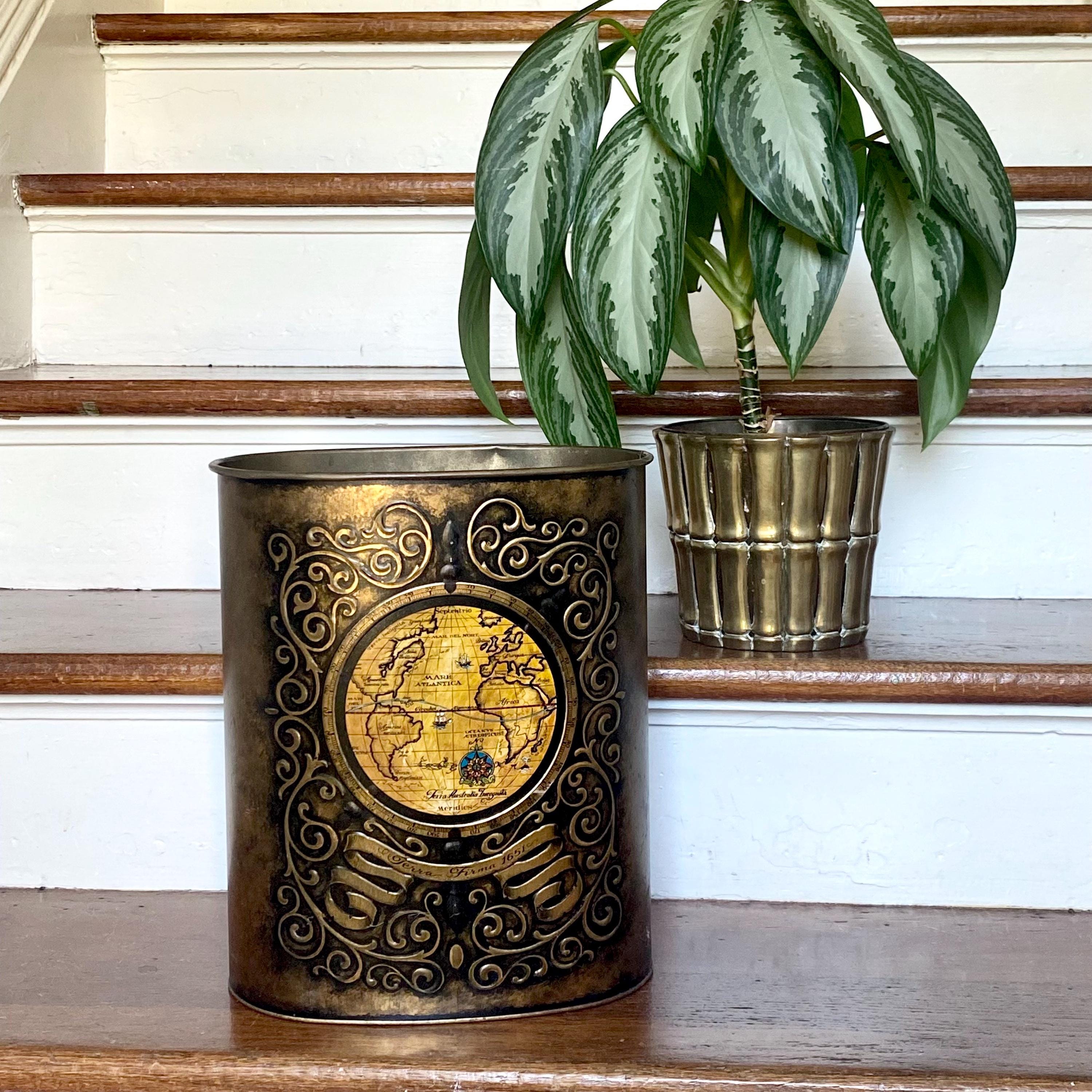 アンティーク花柄メタルカゴ Metal Vintage Wastebasket - Etsy
