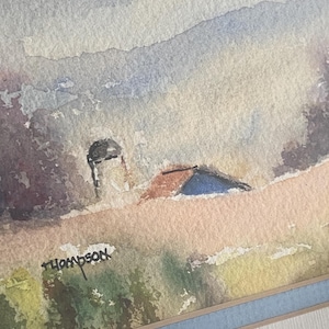 Beautiful Framed Original Signed Watercolor Painting    One Spring   Lovely Landscape and Barn Silo