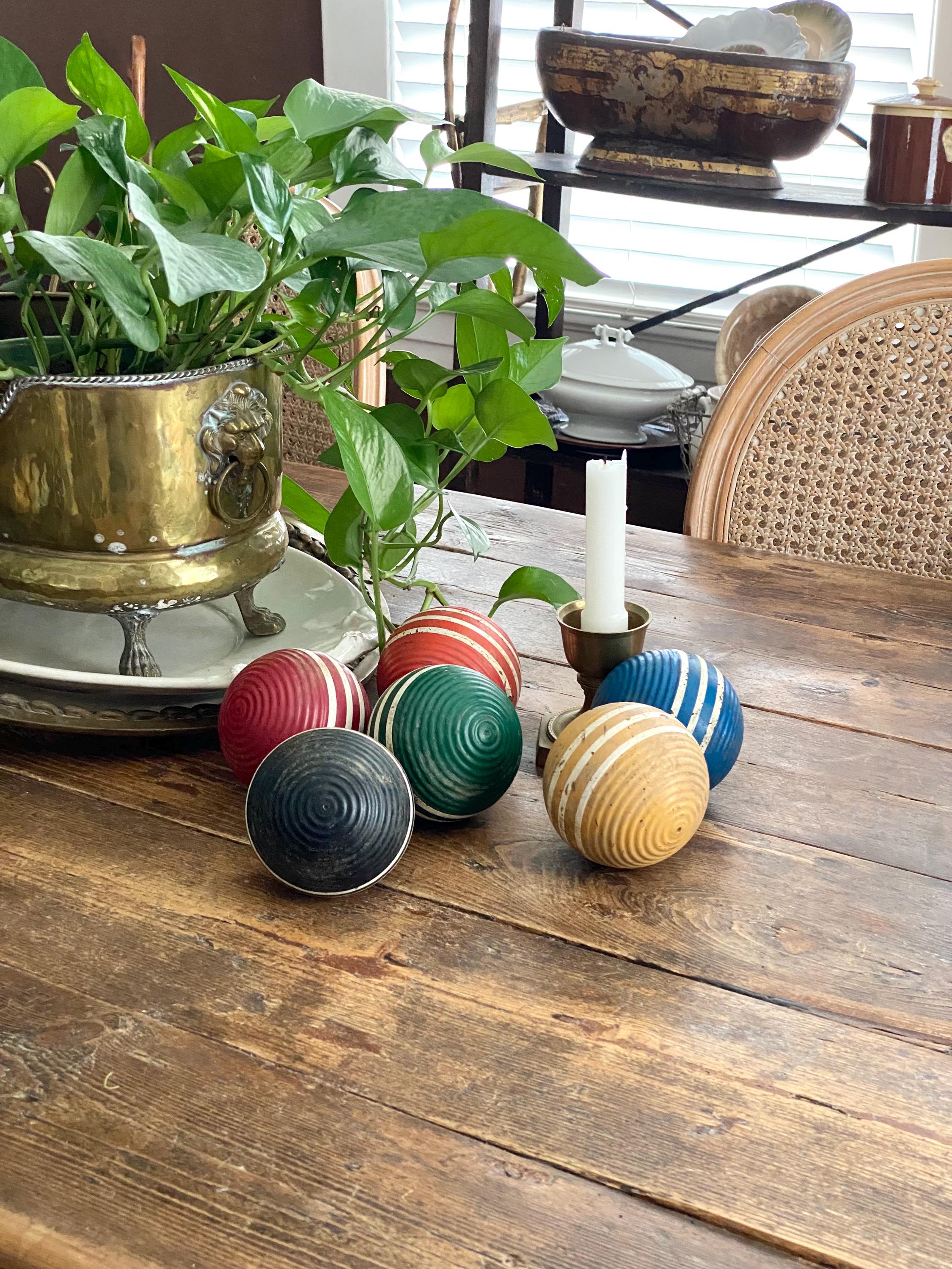 Antique Wooden Decorative Balls - Etsy