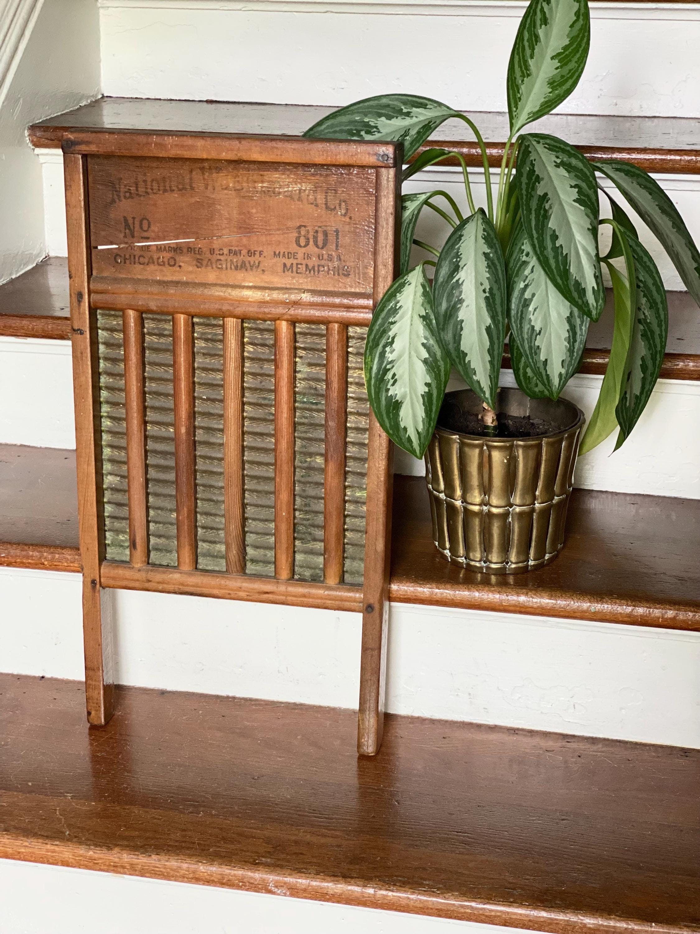 Antique Zinc and Wood National Washboard Fabulous Laundry Room