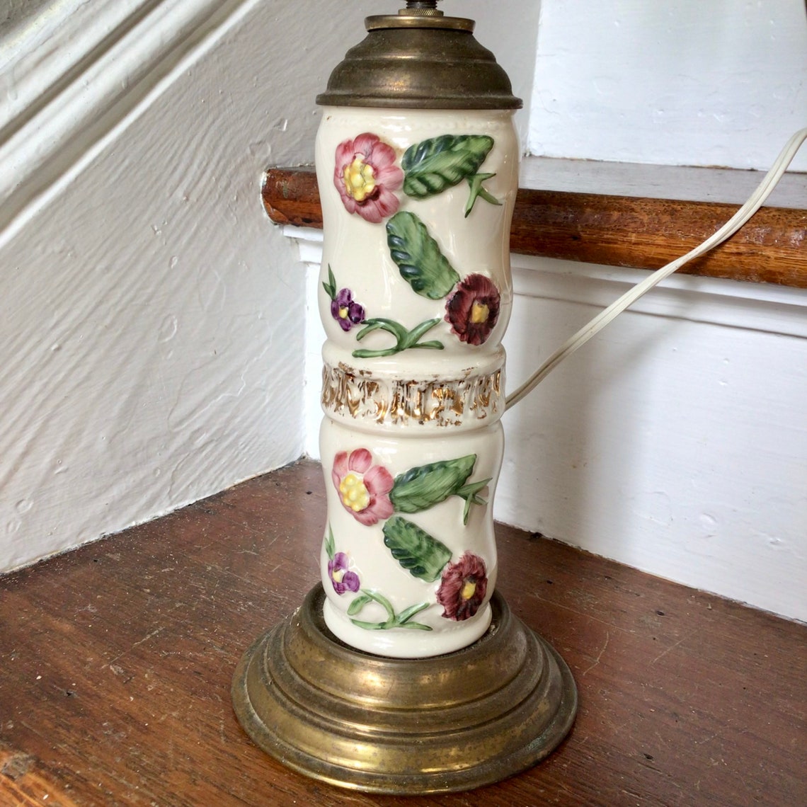 BEAUTIFUL Floral Ceramic Lamp Hand Painted Vintage Style Etsy