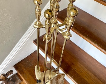Beautiful Solid Brass Fireplace Tools Set           Firepit Fabulousness as Well!!