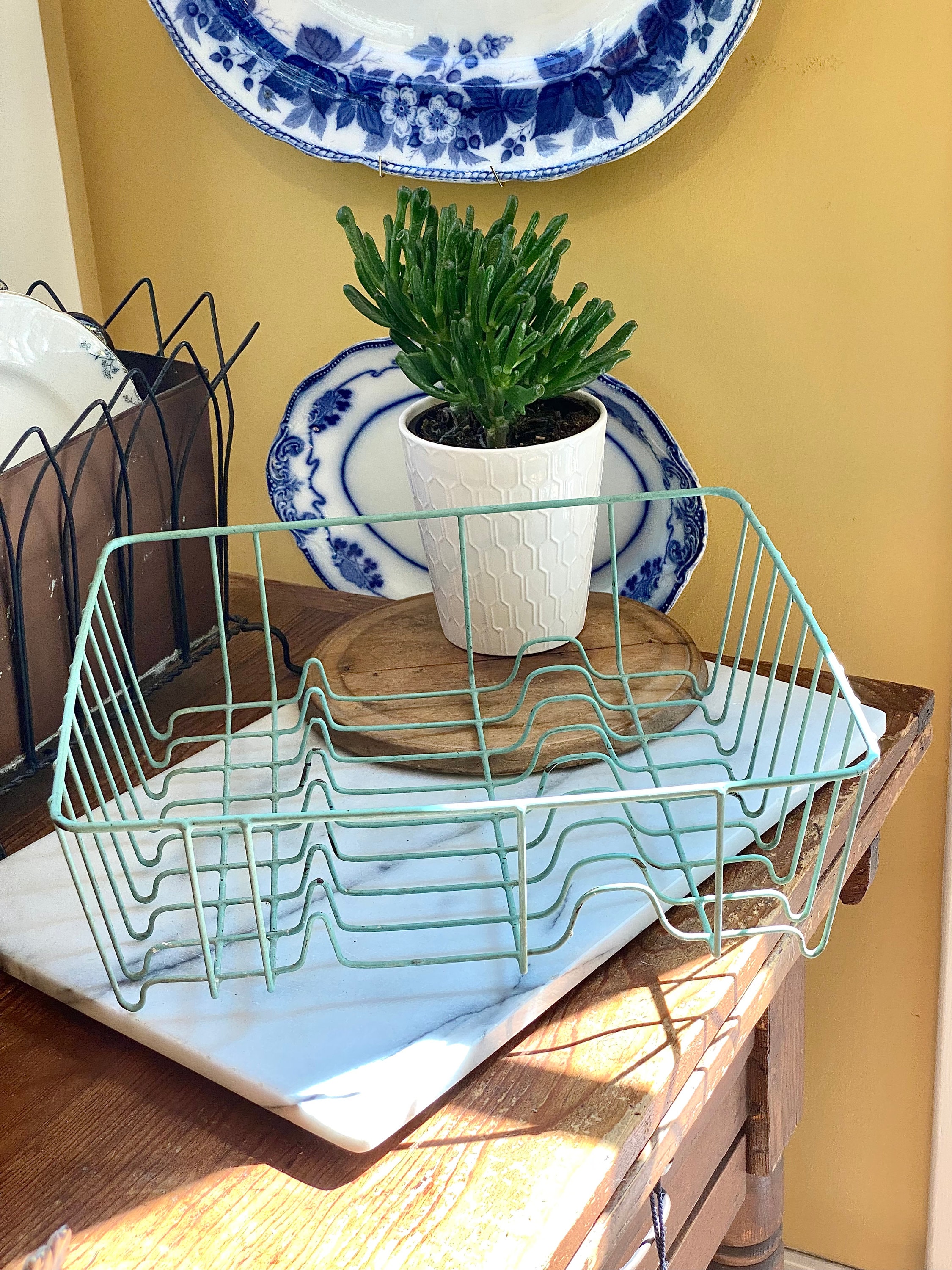 MCM Aqua Wire Dish Rack / Strainer Vintage 1950s: Turquoise 