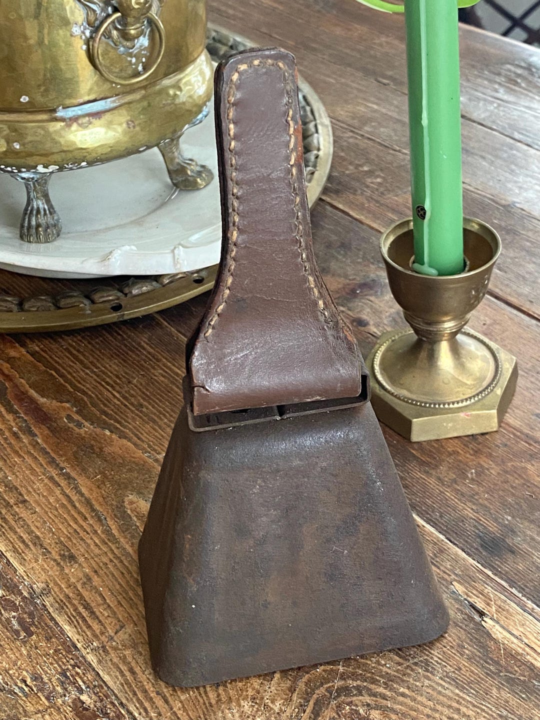 Antique Cowbell With Leather Handle Rustic Treasure! Such Great Sound ...