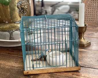 Vintage metalen vogelkooi verandadecoratie of voor op een boekenplank!