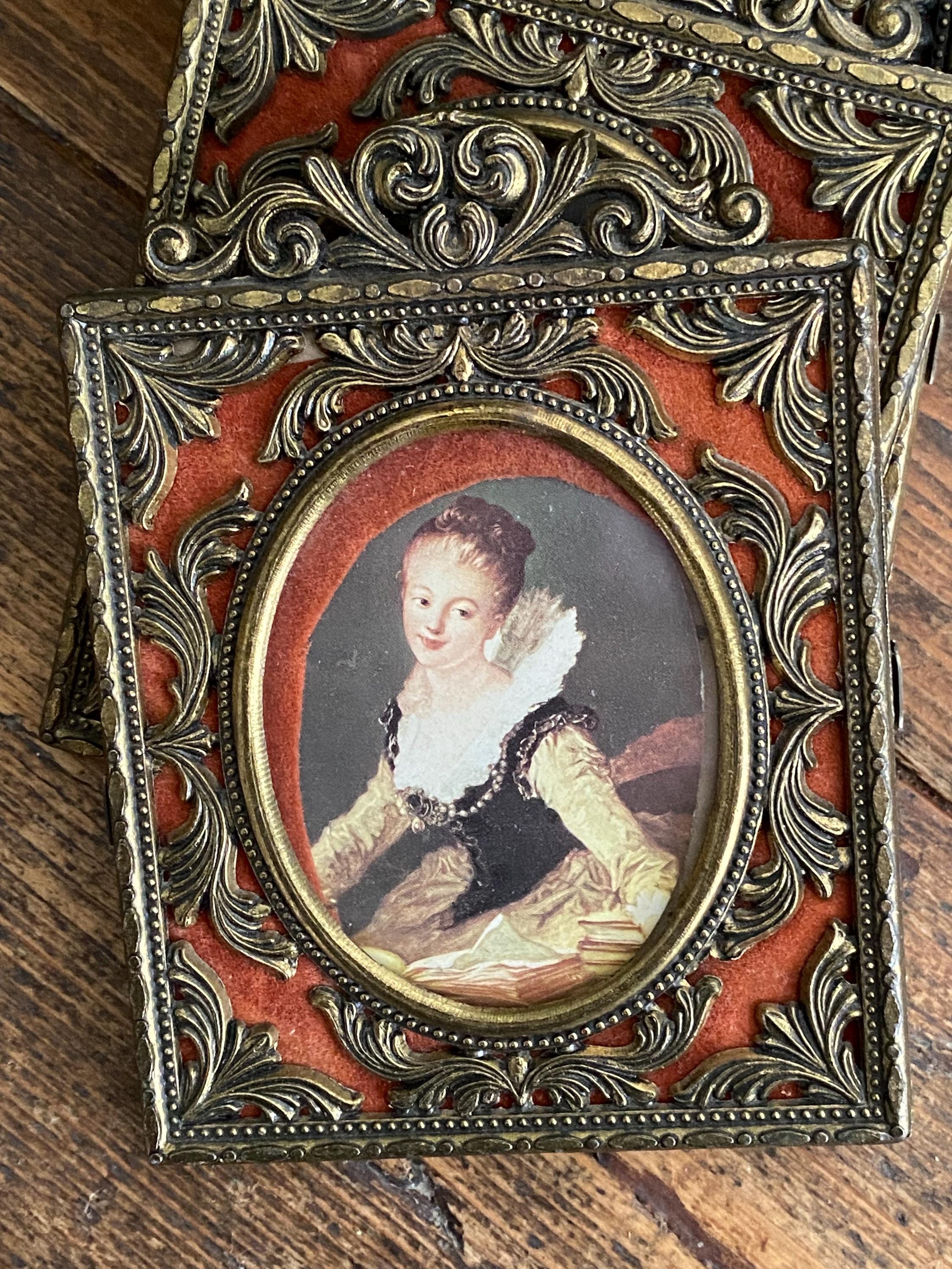 肖像画プリント入りの豪華なイタリア製真鍮フォトフレーム（トリオ