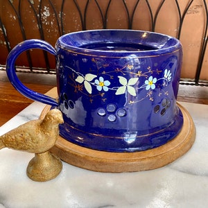 Gorgeous Cobalt Blue French Enamelware Dish       Perfect for a Candle or Plant!           Vintage Farmhouse Kitchen Decor