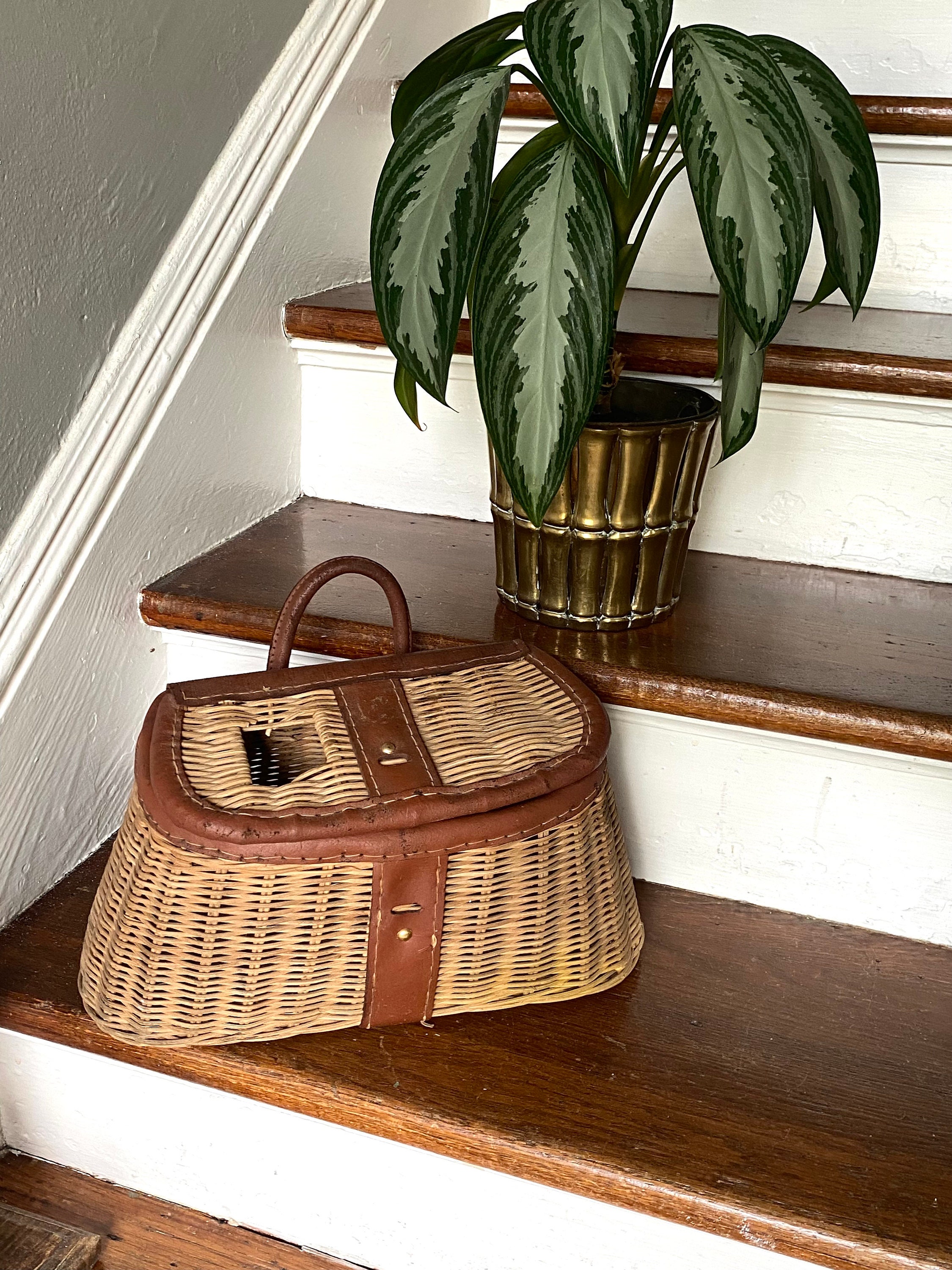 Panier De Pêche Vintage En Osier - Pêche à La Mouche - Décoratif Ou Utilisation