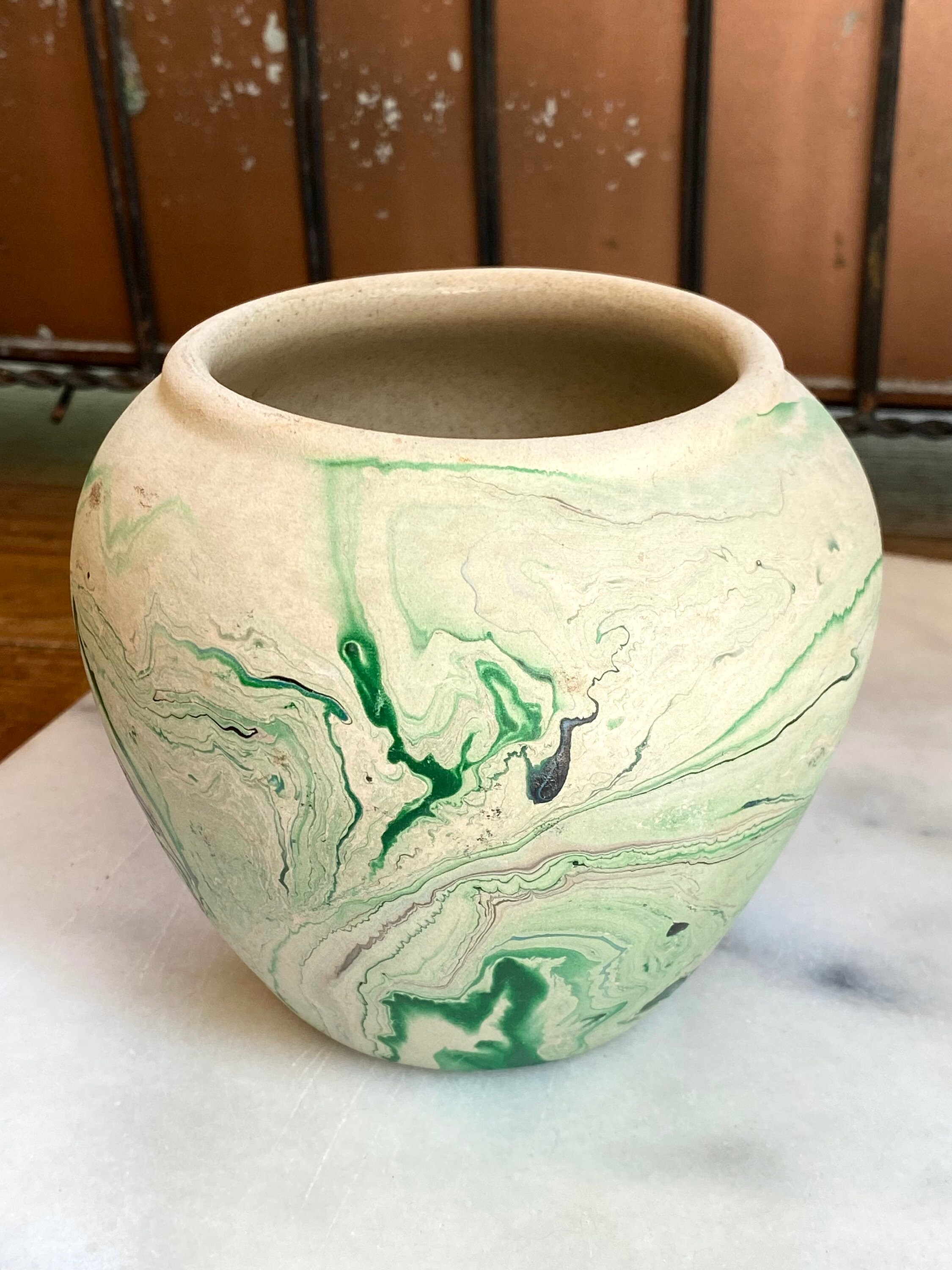 Pretty Nemadji Pottery Vase Green Gorgeousness!!! - Etsy