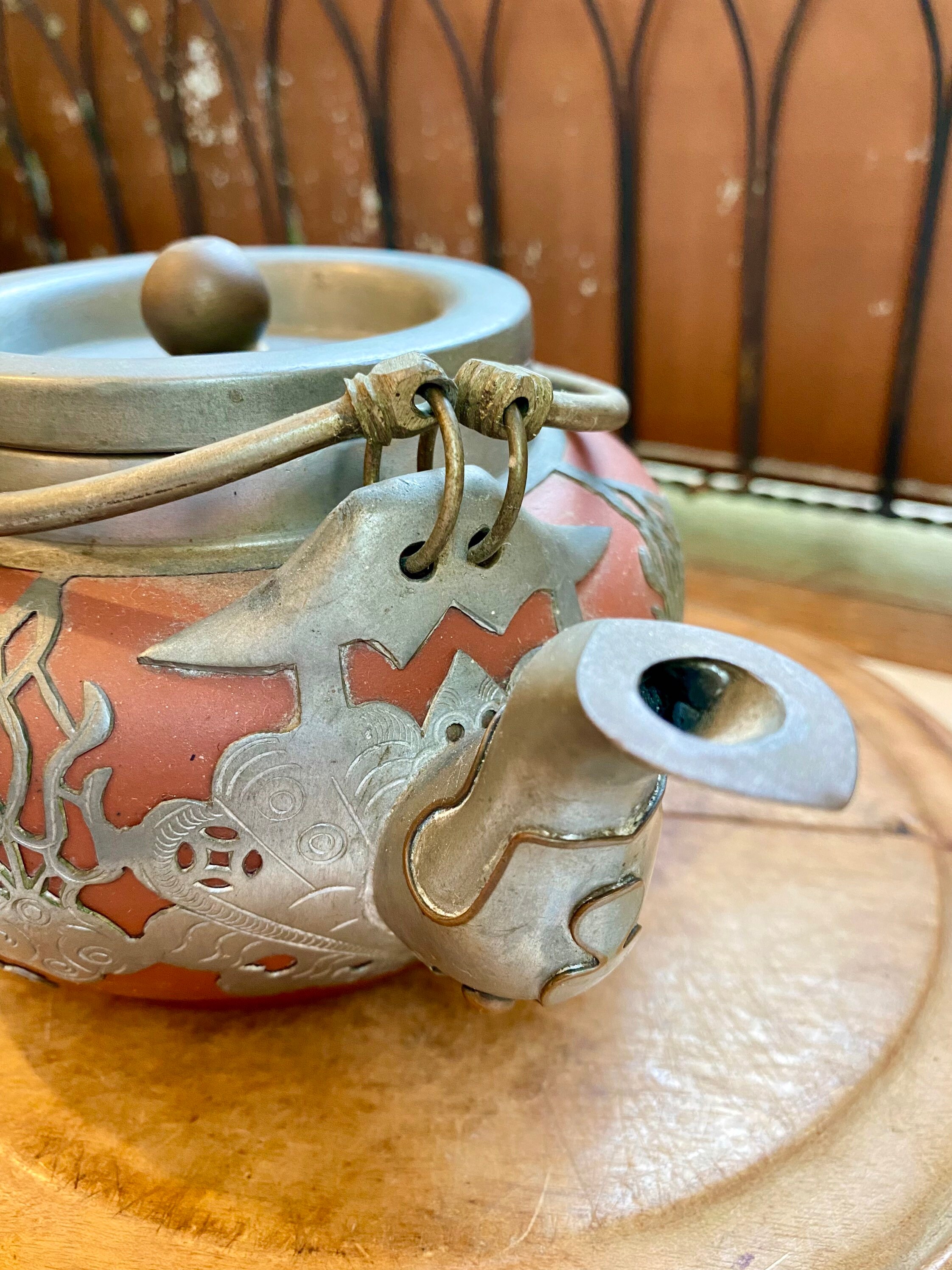 Antique Chinese Yixing Zisha Clay & Pewter Teapot - Etsy