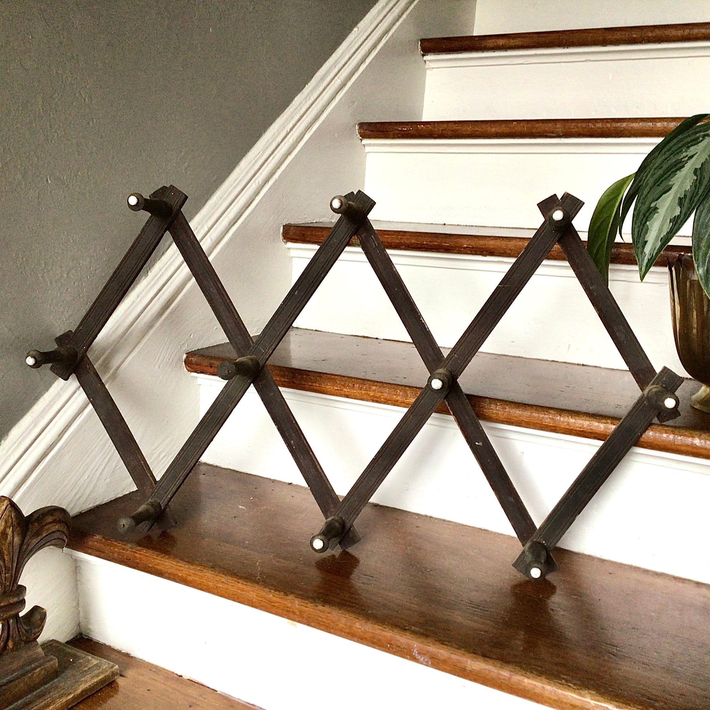 Antique Victorian Accordion Hat Rack With Porcelain Accents Etsy