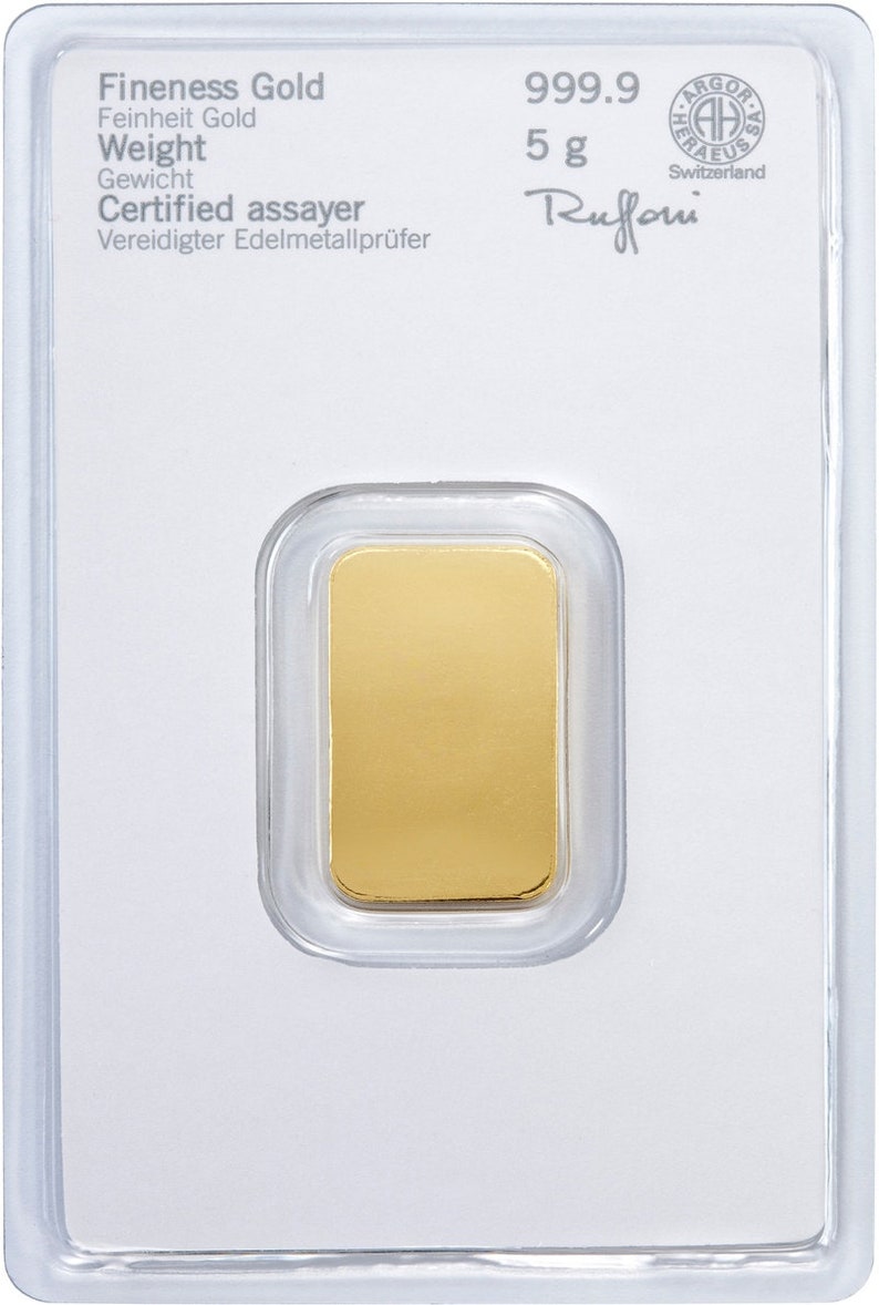 5g Heraeus Gold Bar 5g Fine Gold Bar In Assay 24K Gold Bar - Etsy